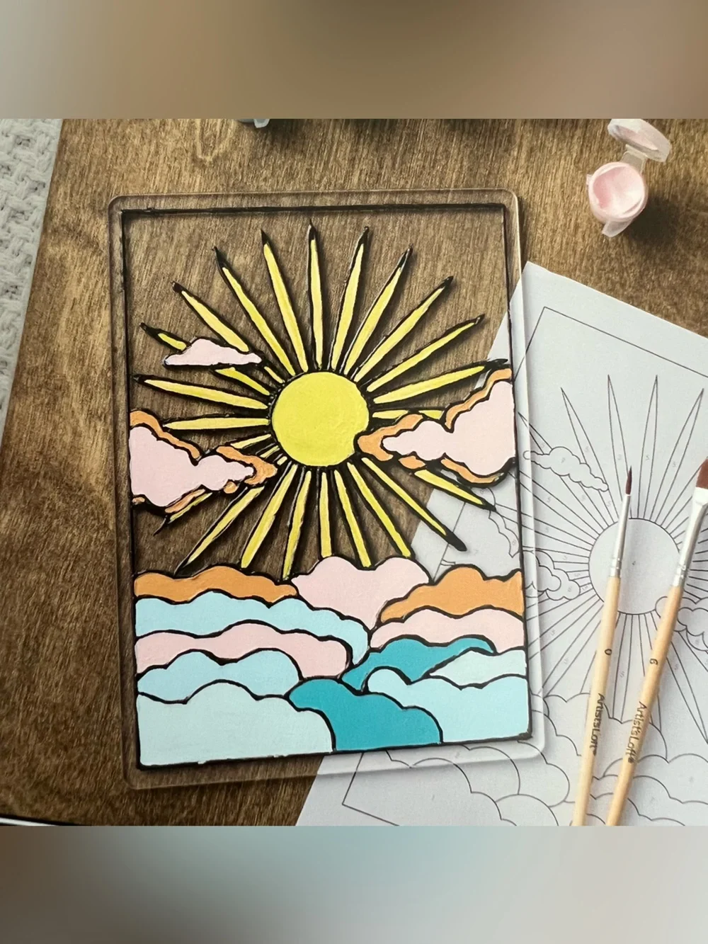 Sun & Clouds Paint-by-Number Kit - Pastel Colors